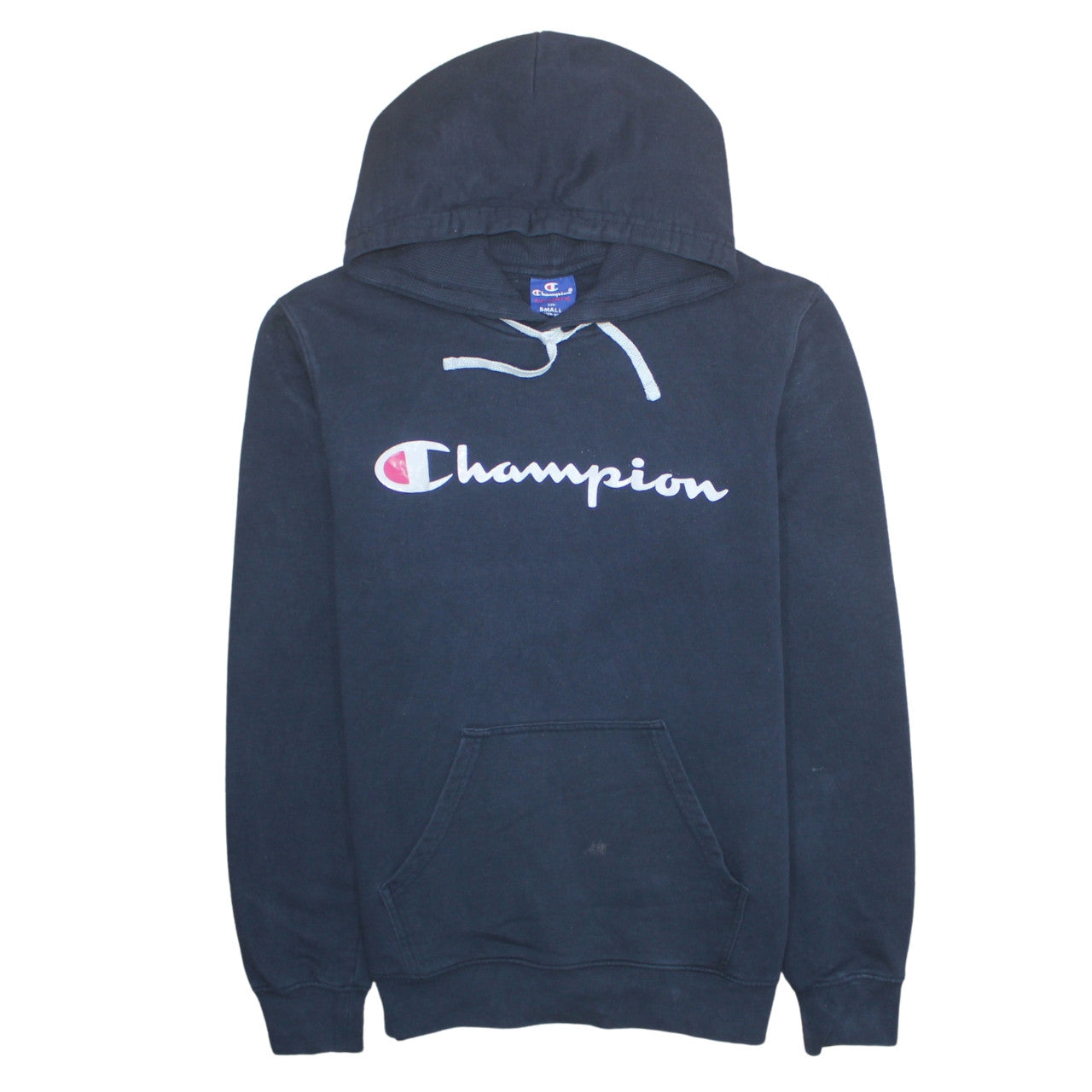 Champion Mens Blue Pullover Hoodie Small Logo Fleece Sweatshirt