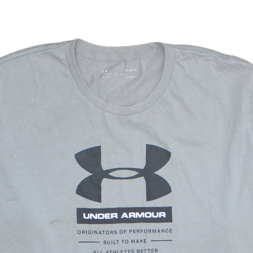 Under Armour Men's Grey HeatGear Loose Fit Graphic T-Shirt L