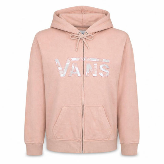 Front view of Vans women’s pink full zip hoodie xs cotton blend casual sweatshirt
