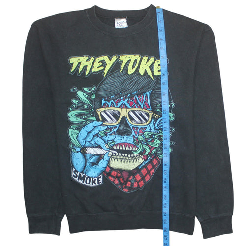 SG Unisex Black Graphic Print Pullover Sweatshirt Size L