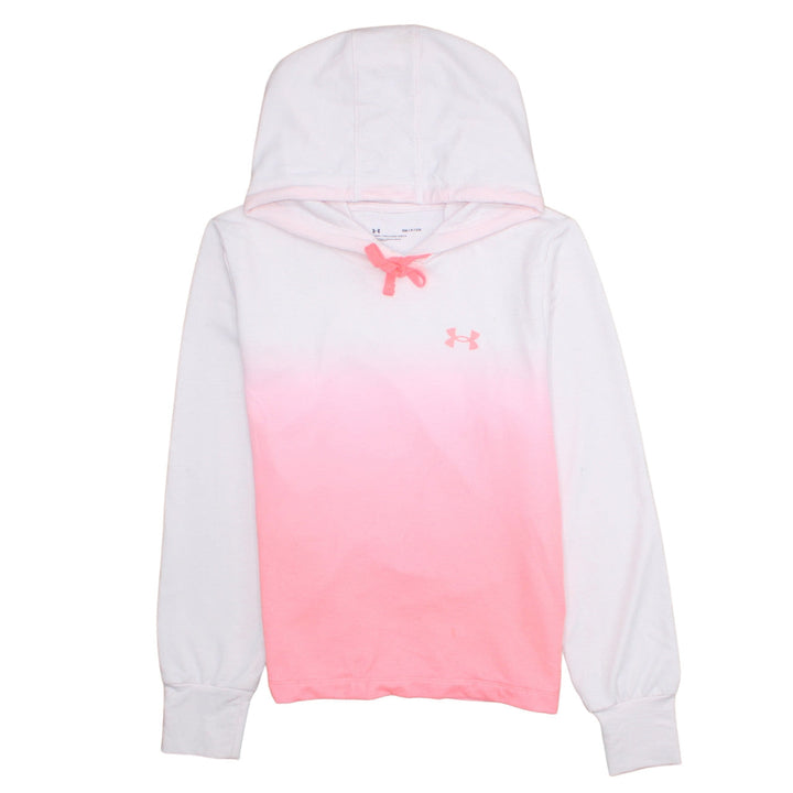Under Armour Womens White Pink Ombre Pullover Hoodie Size Small Loose Fit