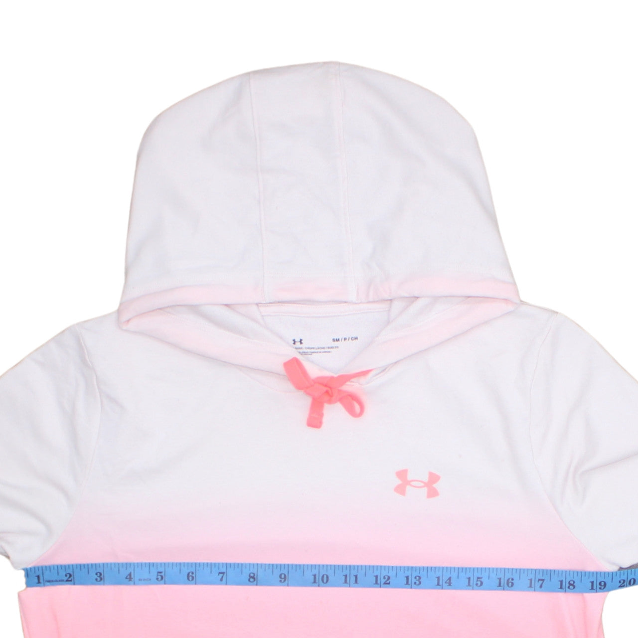 Under Armour Womens White Pink Ombre Pullover Hoodie Size Small Loose Fit