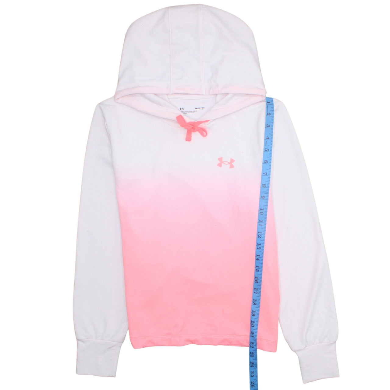 Under Armour Womens White Pink Ombre Pullover Hoodie Size Small Loose Fit