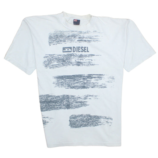 Diesel Men's White Graphic Print Crew Neck T-Shirt Size M