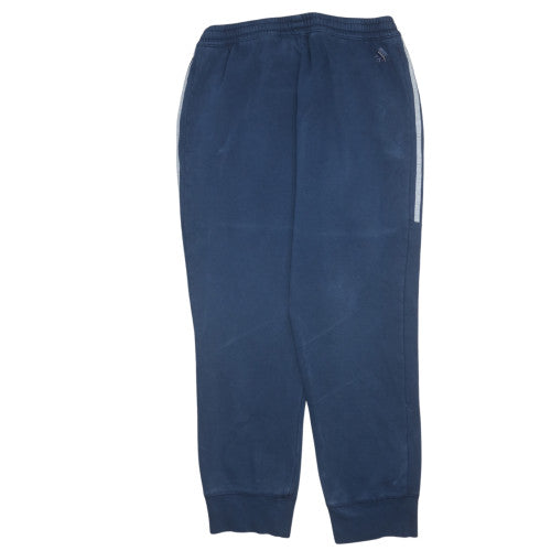 Adidas Men's Blue Cotton Joggers L Logo Tapered Fit