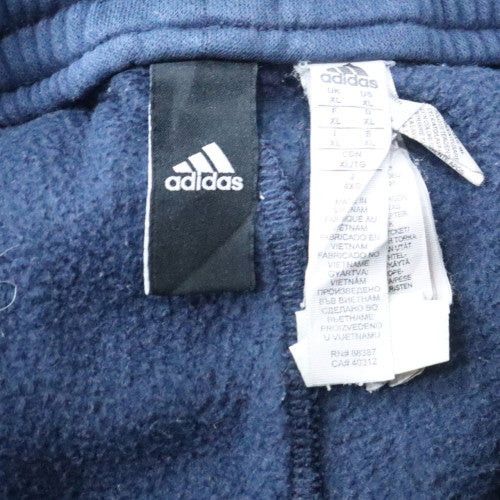 Adidas Men's Blue Cotton Joggers L Logo Tapered Fit