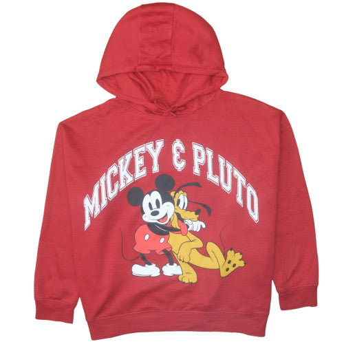 Disney Women’s Red Hoodie 2XL Mickey & Pluto Pullover Cotton Blend