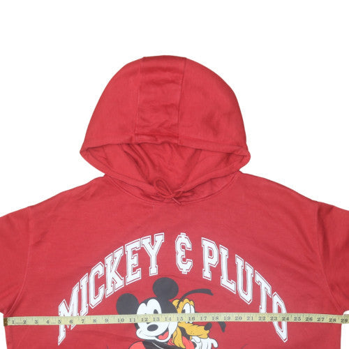 Disney Women’s Red Hoodie 2XL Mickey & Pluto Pullover Cotton Blend