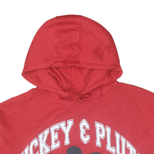 Disney Women’s Red Hoodie 2XL Mickey & Pluto Pullover Cotton Blend