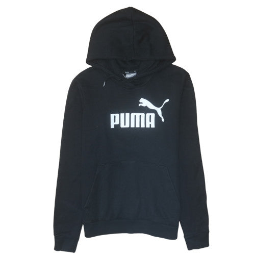 Puma Women Black Pullover Hoodie Size 12 Logo Print Casual