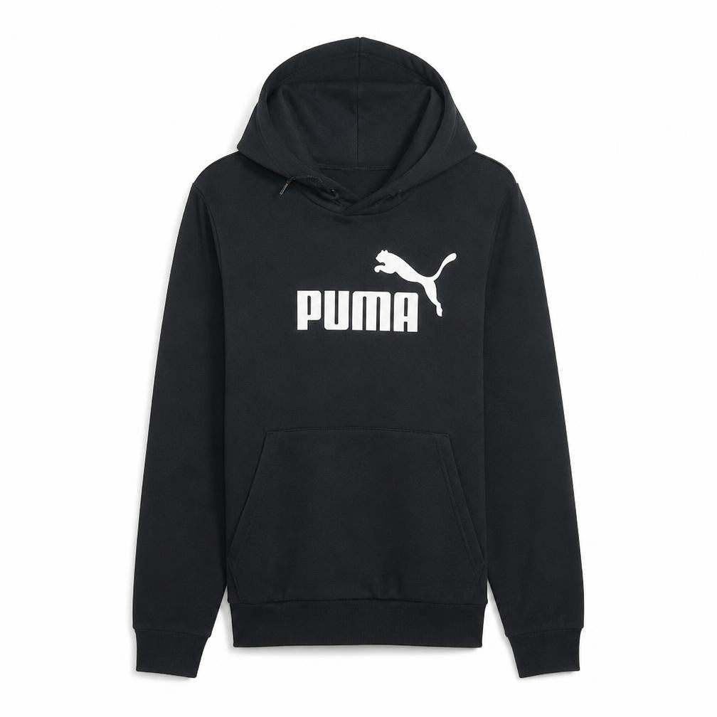Front view of Puma Women Black Pullover Hoodie, size 12, Logo Print Casual