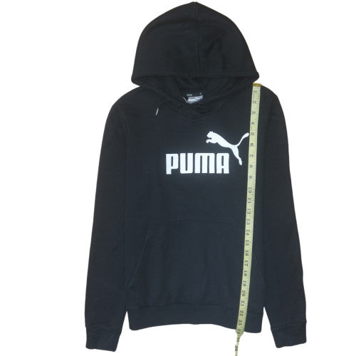 Puma Women Black Pullover Hoodie Size 12 Logo Print Casual