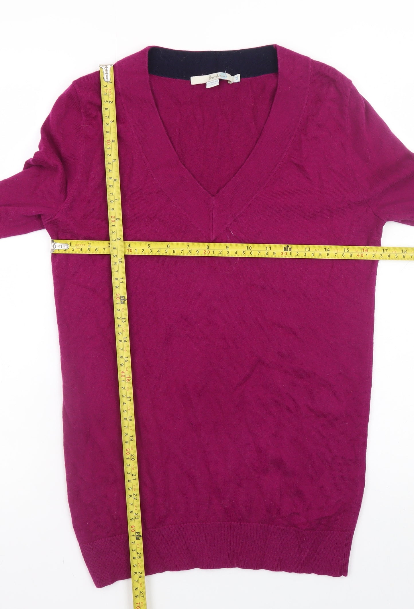 Boden Women's Purple V-Neck Wool Pullover Jumper XS