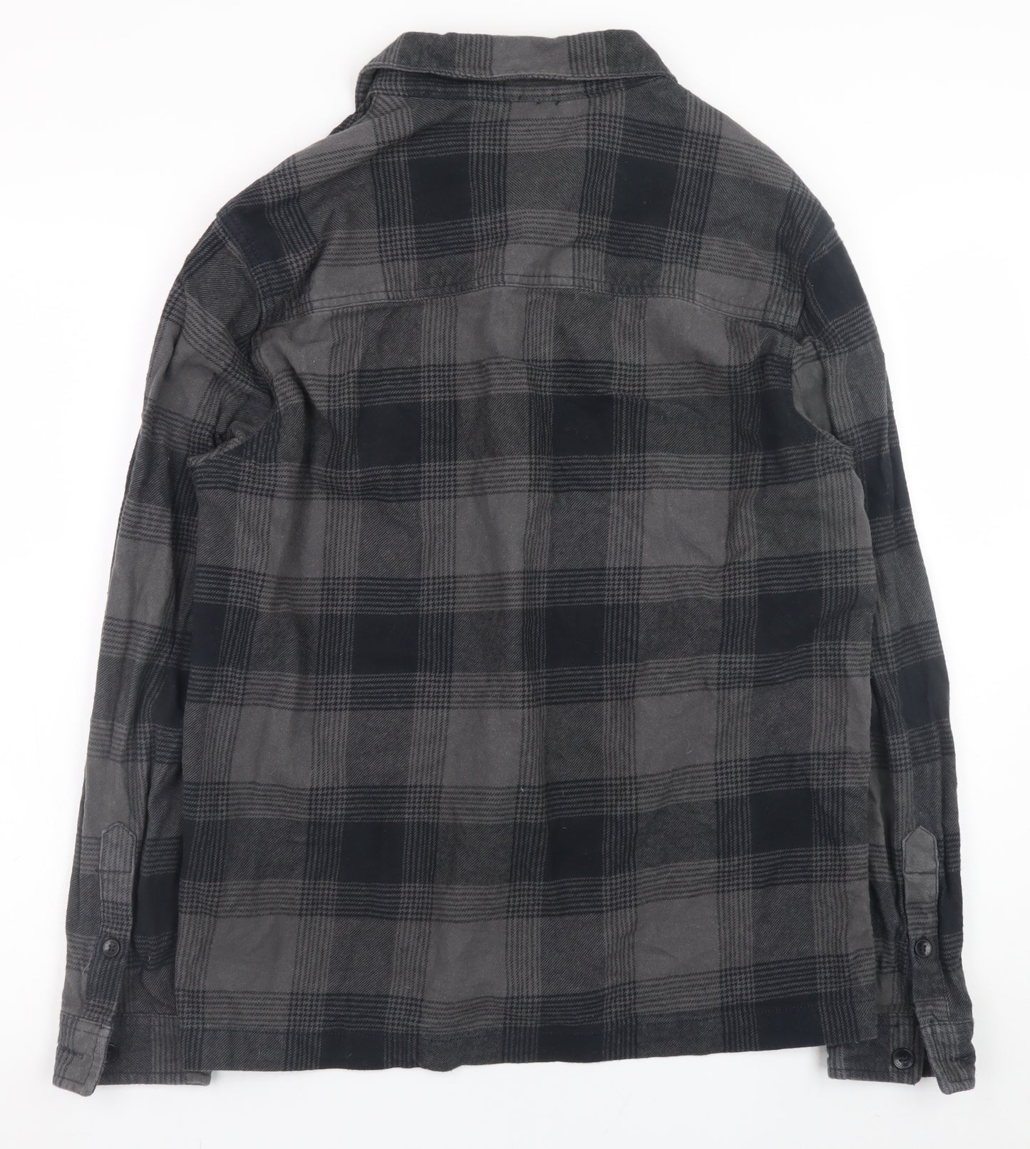 Firetrap Men's Grey Check Flannel Button-Up Shirt Size L
