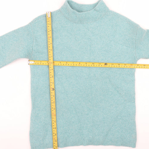 Crew Clothing Women’s Blue Wool Mock Neck Jumper Size 8