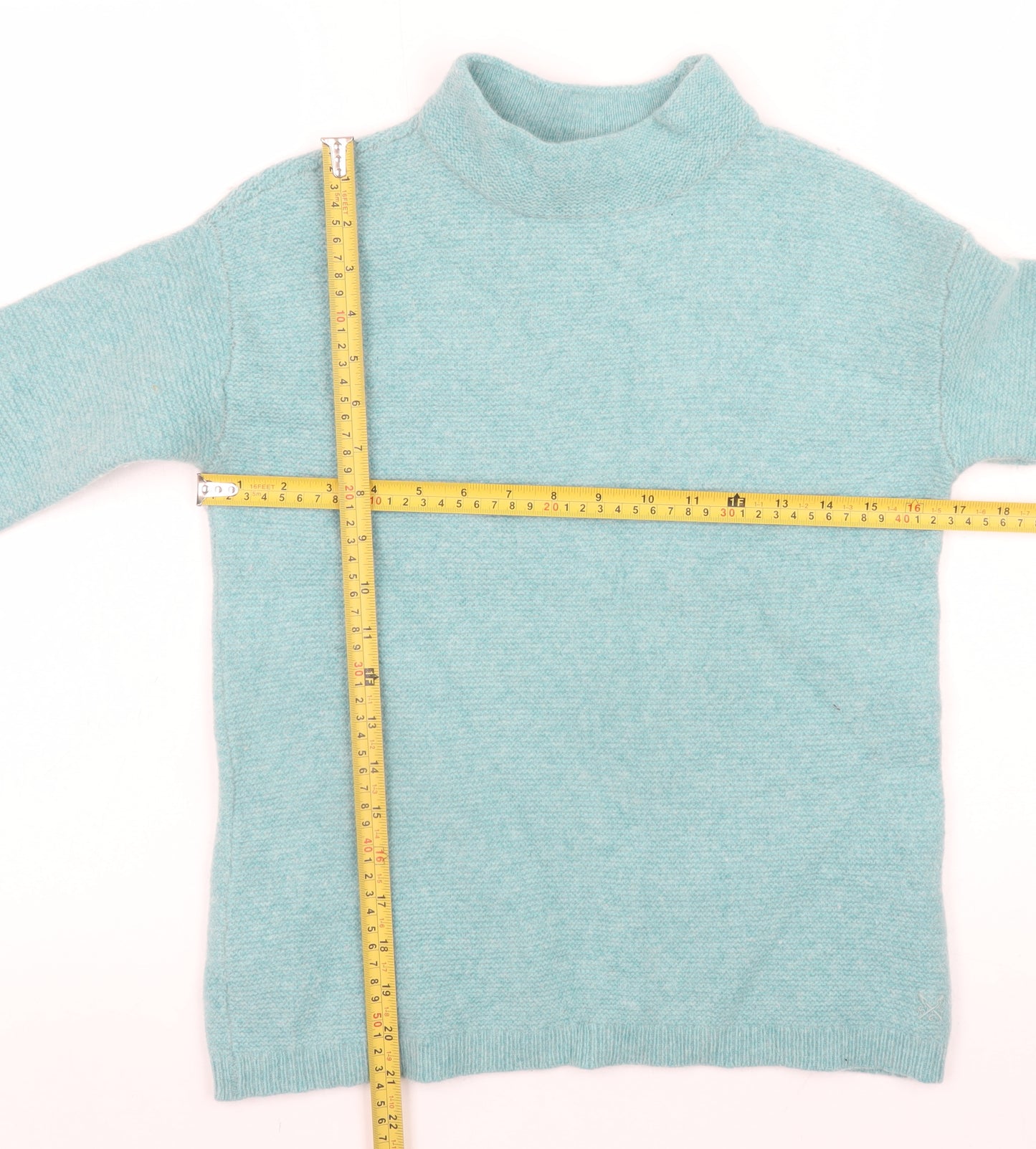 Crew Clothing Women’s Blue Wool Mock Neck Jumper Size 8