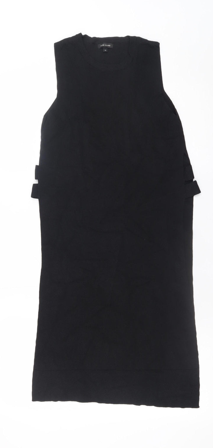 River Island Women’s Black Shift Knit Dress Size 10 Sleeveless Classic