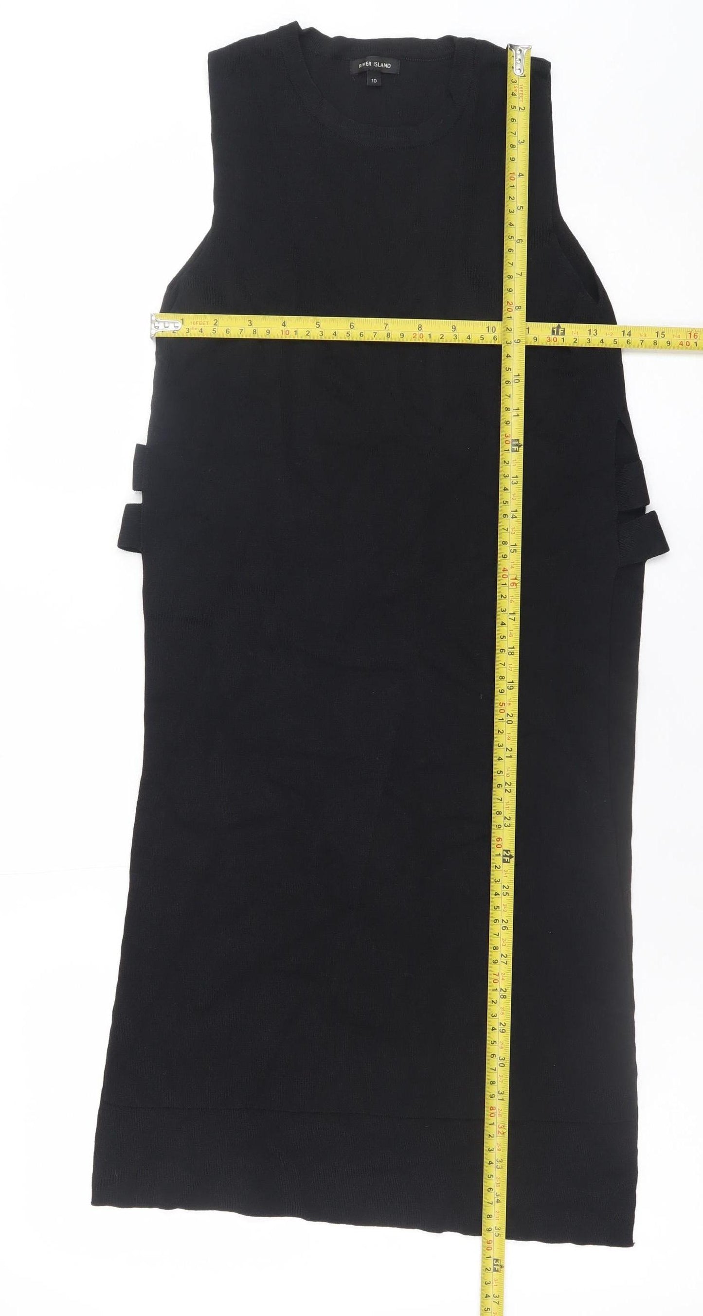 River Island Women’s Black Shift Knit Dress Size 10 Sleeveless Classic