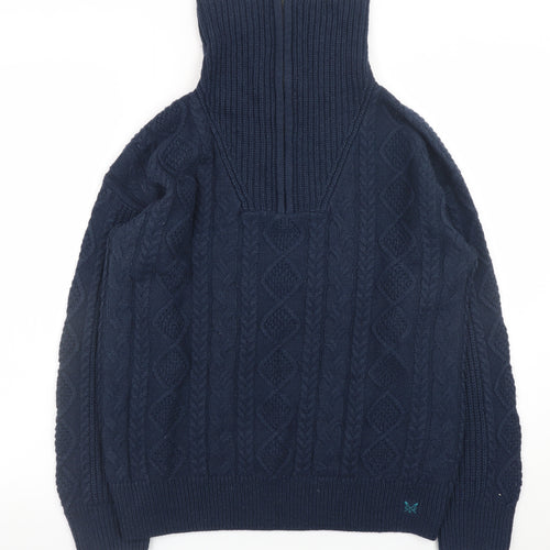 Crew Clothing Company Women’s Navy Blue Cable-Knit Half Zip Jumper Size 14