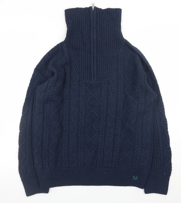 Crew Clothing Company Women’s Navy Blue Cable-Knit Half Zip Jumper Size 14