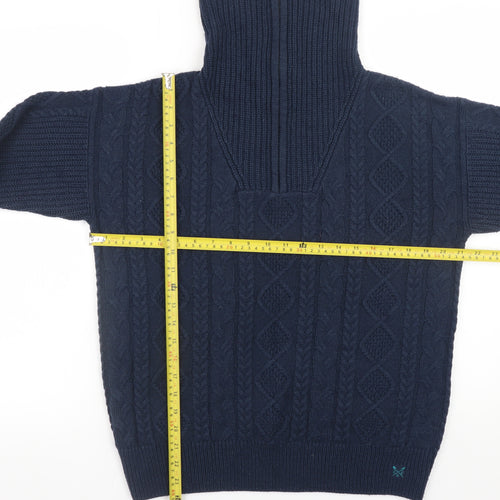 Crew Clothing Company Women’s Navy Blue Cable-Knit Half Zip Jumper Size 14