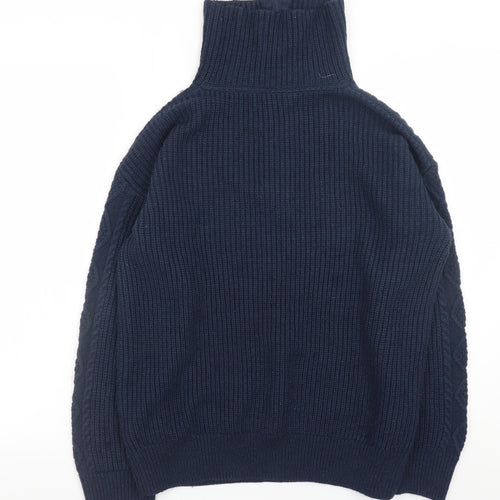 Crew Clothing Company Women’s Navy Blue Cable-Knit Half Zip Jumper Size 14