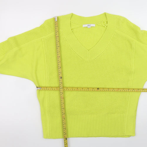 NEXT Women's Yellow V-Neck Chunky Knit Pullover Jumper Size M