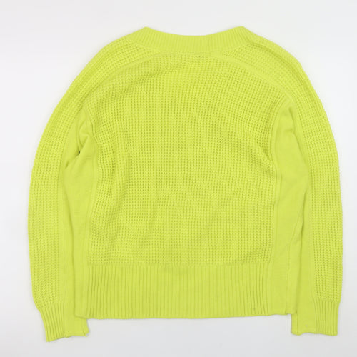 NEXT Women's Yellow V-Neck Chunky Knit Pullover Jumper Size M