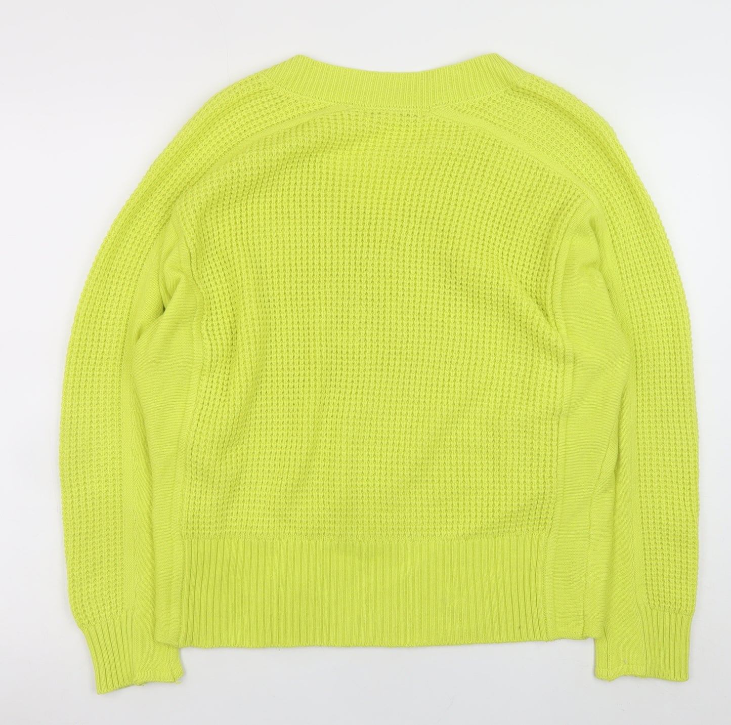 NEXT Women's Yellow V-Neck Chunky Knit Pullover Jumper Size M