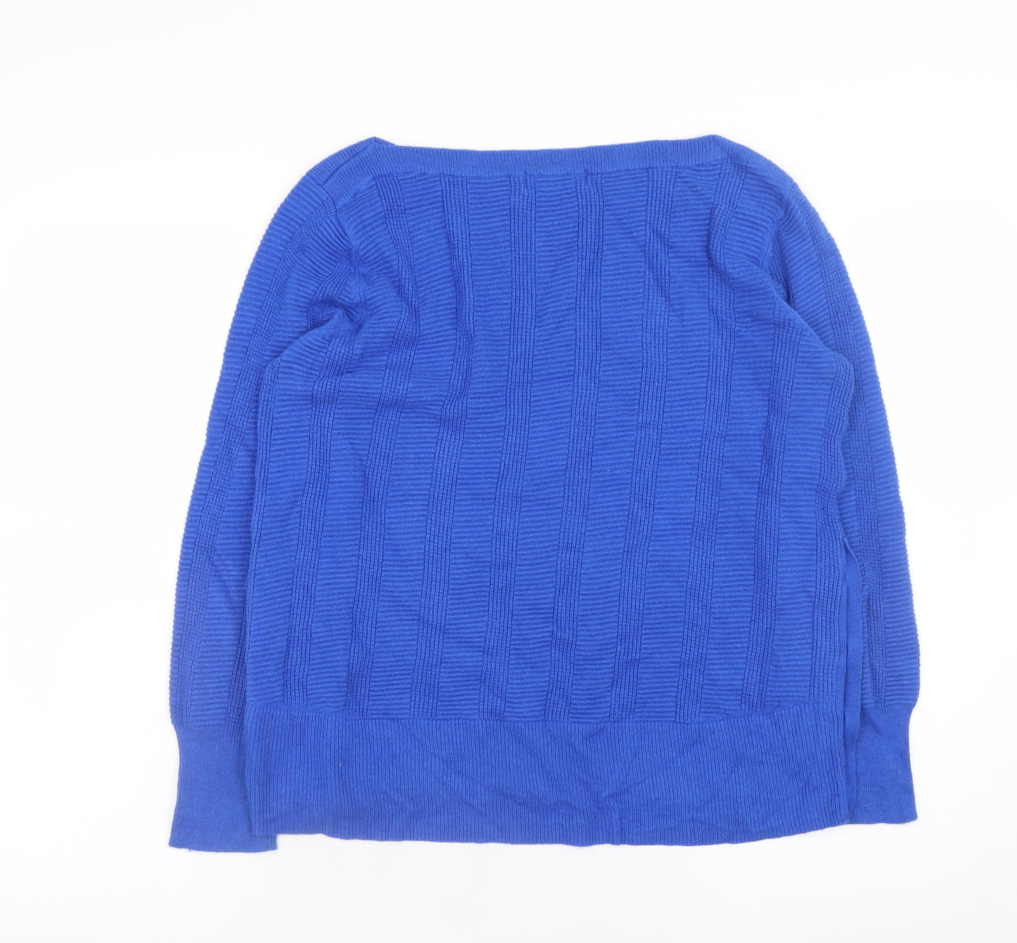 Marks and Spencer Women's Blue Boat Neck Button Pullover Jumper Size 14