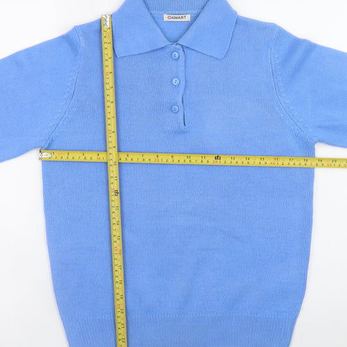 Damart Women's Blue Collared Henley Knit Jumper Size 10/12
