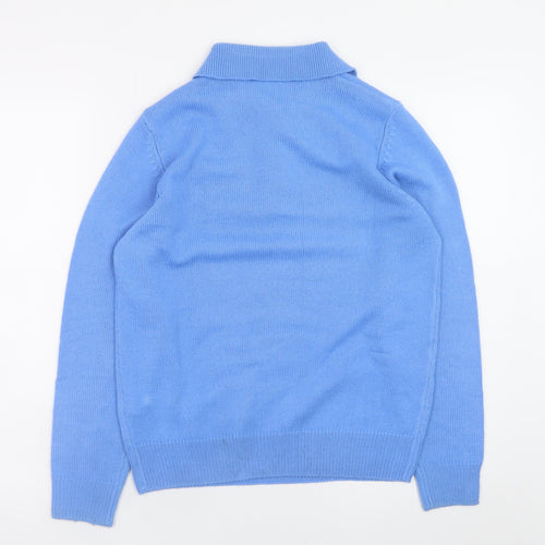 Damart Women's Blue Collared Henley Knit Jumper Size 10/12