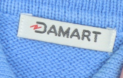 Damart Women's Blue Collared Henley Knit Jumper Size 10/12