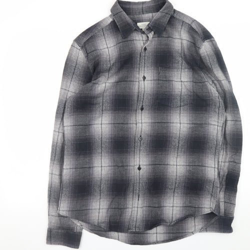 Next Men's Grey Plaid Long Sleeve Button-Up Casual Shirt M