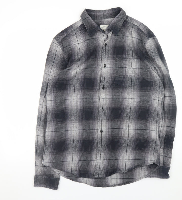 Next Men's Grey Plaid Long Sleeve Button-Up Casual Shirt M