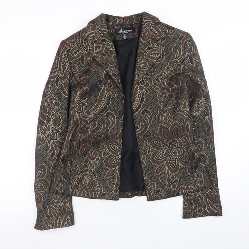 Jones New York Womens Brown Floral Blazer Size 10 Wool Blend Jacket