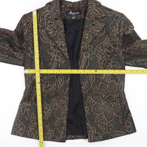 Jones New York Womens Brown Floral Blazer Size 10 Wool Blend Jacket