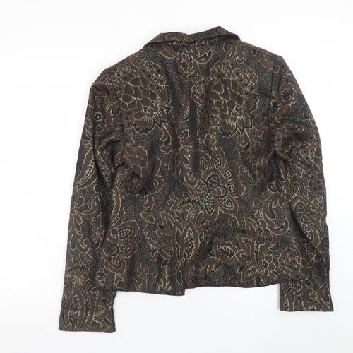 Jones New York Womens Brown Floral Blazer Size 10 Wool Blend Jacket