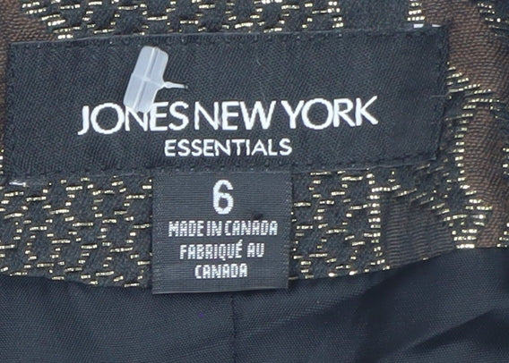 Jones New York Womens Brown Floral Blazer Size 10 Wool Blend Jacket