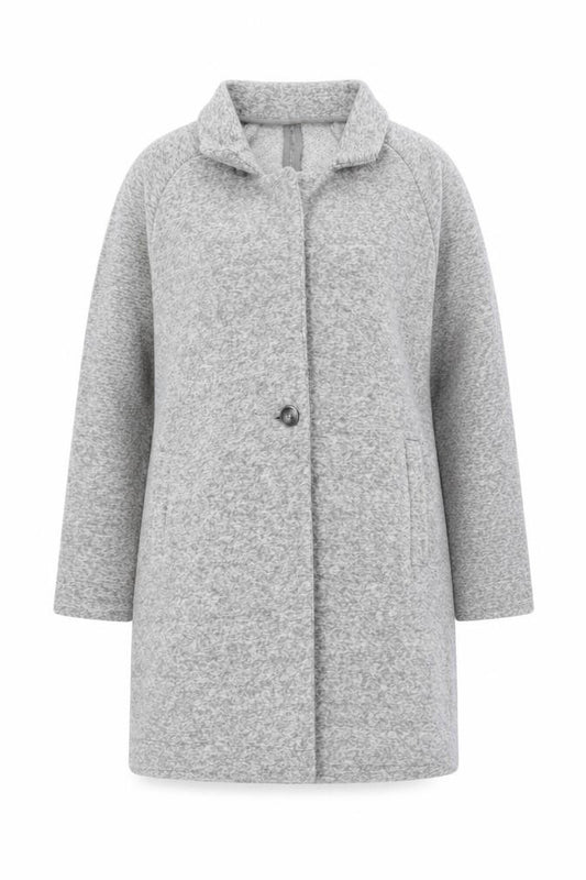 Front view of Next Women’s Grey Mid-Length Button Overcoat, size UK 12