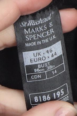 Marks and Spencer Black Velour Long Sleeve Pullover Hoodie Women UK 16