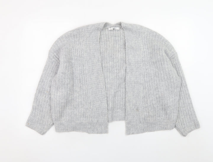 Next Women Grey Chunky Knit Cardigan M Relaxed Fit Long Sleeve