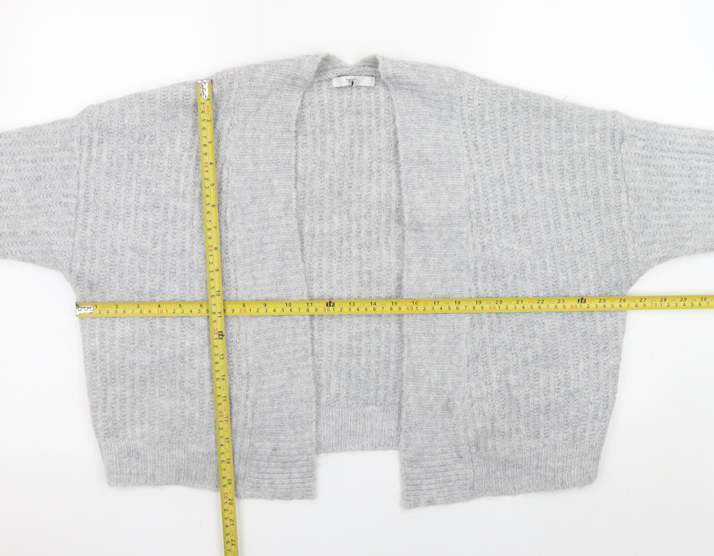 Next Women Grey Chunky Knit Cardigan M Relaxed Fit Long Sleeve