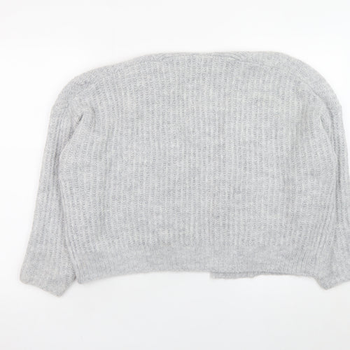 Next Women Grey Chunky Knit Cardigan M Relaxed Fit Long Sleeve