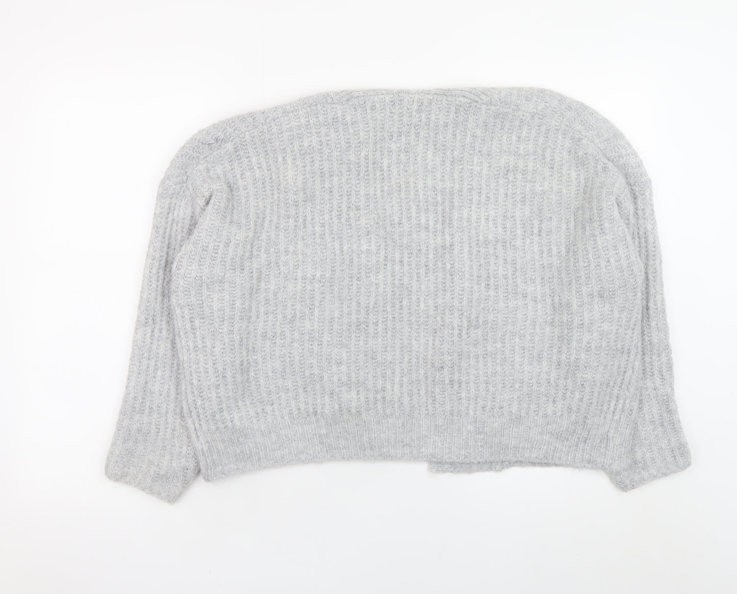 Next Women Grey Chunky Knit Cardigan M Relaxed Fit Long Sleeve