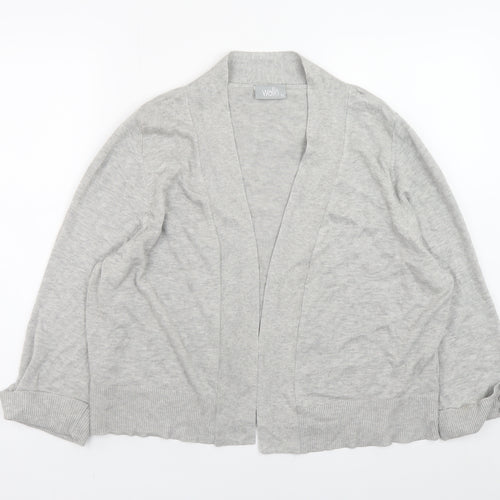 Wallis Women’s Grey Cardigan XL Cotton Blend Knit Open Front