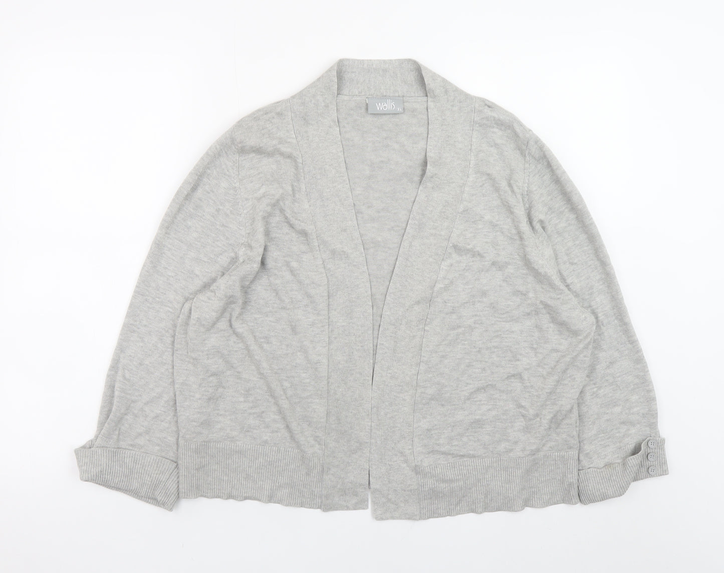 Wallis Women’s Grey Cardigan XL Cotton Blend Knit Open Front