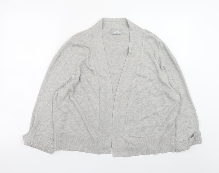 Wallis Women’s Grey Cardigan XL Cotton Blend Knit Open Front