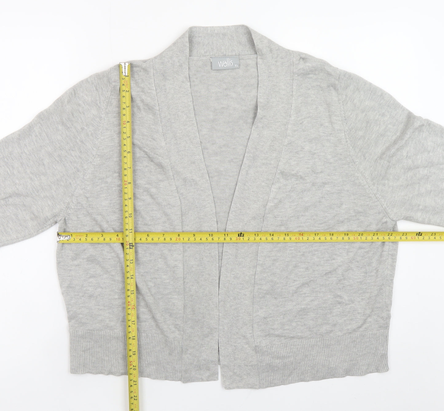 Wallis Women’s Grey Cardigan XL Cotton Blend Knit Open Front