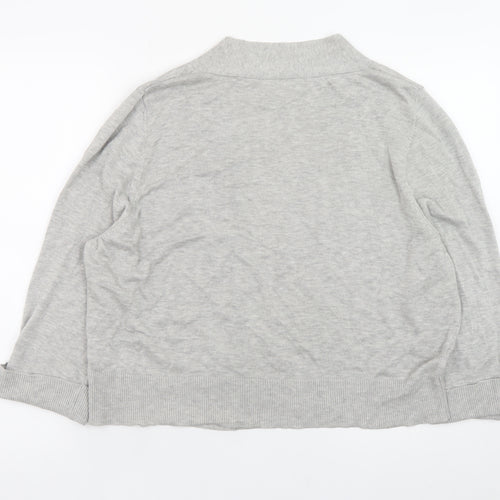 Wallis Women’s Grey Cardigan XL Cotton Blend Knit Open Front